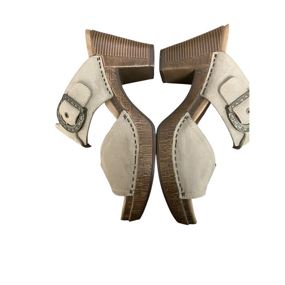 Dansko Ramona Taupe Leather Nubuck Double Strap Sandals Block Heels Size 39‎ / 9 - Picture 4 of 16